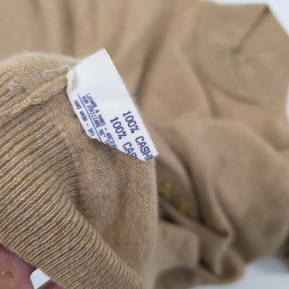 Gentry‎ Portofino Sweater Womens Large Tan 100% Cashmere Embroidered Stars Italy - Picture 8 of 13